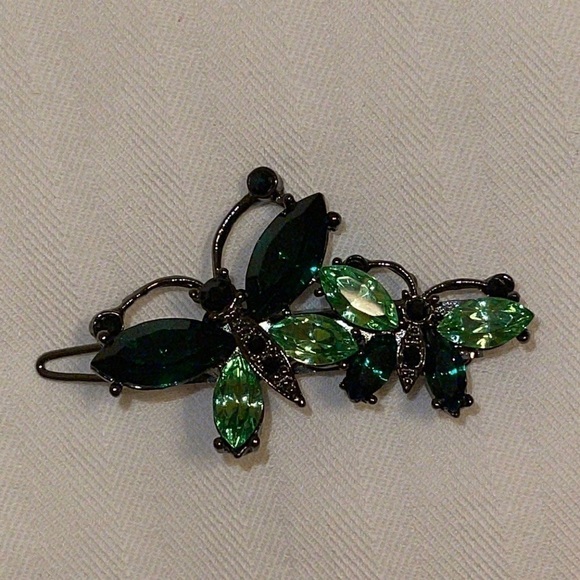 Green gemstone Butterfly Hair Grip - Picture 8 of 16